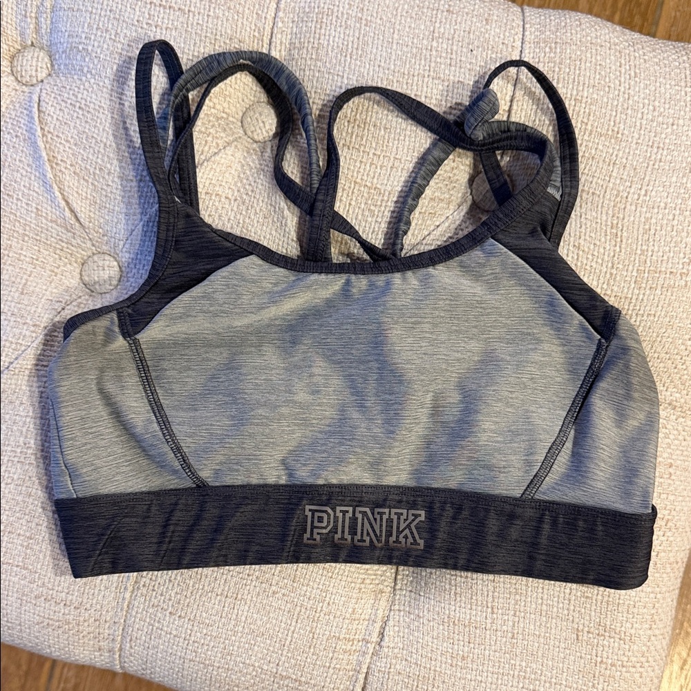 PINK Victoria's Secret Gray and Black Sports Bra S